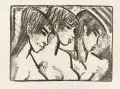 Otto Mueller, Drei Mädchen im Profil, 1921, Lithographie auf Van-Gelder-Zonen-Bütten