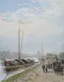Albert Ernst Mühlig, Dresden – Kohlen-Zille an der Augustusbrücke, im Hintergrund die Frauenkirche. Wohl um 1900, Gouache auf dünnem, ockerfarbenen Karton