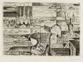 Paul Adolf Seehaus, Russisches Dorf, 1917, Radierung auf wolkigem Papier