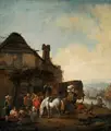 Philips Wouwerman, Pieter oder Philips Wouwerman (nach), Reges Treiben vor dem Wirtshaus. Wohl 19. Jh