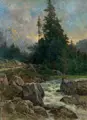 Luitpold Faustner, Gebirgsbach im Salzkammergut (?). Wohl 1880er Jahre, Öl auf Leinwand