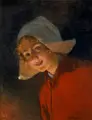 Theodor Grust, Holländisches Mädchen. Wohl um 1900, Öl auf Malpappe