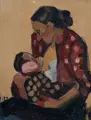 Mely Joseph, Stillende Mutter, 1919, Öl auf Malpappe