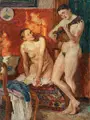 Fritz Stotz, Mädchen mit Laute, 1916, Öl auf Leinwand