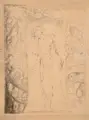 August Brömse, Wehe dem, der steht vor der Bank der Spötter!, 1915, Bleistiftzeichnung auf chamoisfarbenem Papier