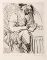 Paul Kleinschmidt, Lesende, 1921, Kaltnadelradierung auf "J.W
