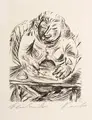Paul Kleinschmidt, Schreibende Frau. Wohl 1920er Jahre, Kaltnadelradierung auf Bütten