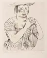 Paul Kleinschmidt, Margarethe mit Stuhl, 1922, Kaltnadelradierung auf kräftigem Papier