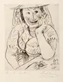 Paul Kleinschmidt, Junge Frau mit Sommerhut (Margarethe Kleinschmidt?), 1923, Kaltnadelradierung auf Bütten