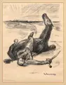 Max Liebermann, Gestürzter Reiter, 1914, Lithografie auf Japan