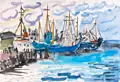 Erhard Hippold, Hafen Stralsund II, Aquarelle auf Bütten