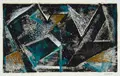 Erhard Hippold, Vier abstrakte Kompositionen / Stillleben mit Kanne, Um 1956, Vier Farbmonotypien / Farblithografie, teils auf Hahnemühle-Bütten