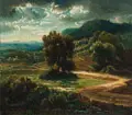 Heinrich Ludwig, Weite Gewitterlandschaft, 1851, Öl auf Leinwand