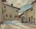 Straße in Samaden by Carl Johann Heinrich Arp, Öl auf Leinwand, sold Mar 2024