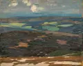 Siegfried Mackowsky, Blick von der Schneekoppe, Öl auf Malpappe