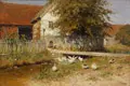 Walter Moras, Spreewälder Gehöft mit Gänsen. Wohl um 1904– 1911