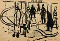 Mode by Lutz Fleischer, Pinselzeichnung in Tusche auf bräunlichem Papier, sold Mar 2024