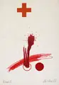 Lutz Fleischer, Rote Serie, Collage, rote Tusche und Fettkreide auf Papier