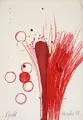 Lutz Fleischer, Rote Serie, Farbige Fettkreidezeichnung und rote Tusche auf Papier
