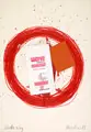 Lutz Fleischer, Rote Serie, Collage, rote Tusche und Fettkreide auf Papier