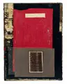 Struktur Schwarz / Rot by Lutz Fleischer, 2009, Collage auf grober Leinwand, sold Mar 2024