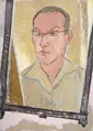 Erhard Hippold, Selbst im Spiegel, Wohl 1958/1959, Öl auf Hartfaser über Bleistiftzeichnung
