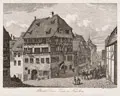 Johann Christoph Erhard, Albrecht Dürers Haus in Nürnberg, 1816, Radierung auf Bütten nach einer Zeichnung von Johann Adam Klein