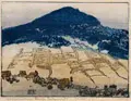 Siegfried Berndt, Lausitzer Berglandschaft, 1912, Farbholzschnitt auf feinem, beigefarbenen Japan