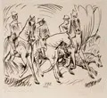 Paul Kleinschmidt, Szene aus Don Quijote, 1922, Kaltnadelradierung auf Bütten