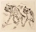 Paul Kleinschmidt, Zwei Hyänen, 1922, Kaltnadelradierung auf Bütten