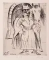 Paul Kleinschmidt, Dame und Pferd, 1923, Kaltnadelradierung auf Bütten
