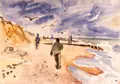 Erhard Hippold, Am Hohen Ufer, Ahrenshoop, 1955, Aquarell über Bleistift auf festem Papier