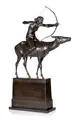 Georg Wrba, Diana auf der Hirschkuh, 1899, Bronze, gegossen, schwarzbraun patiniert