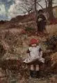 Joshua Anderson Hague, Beim Blumenpflücken, Um 1900, Öl auf grober Leinwand