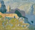 Otto Boyer, Kastell in mediterraner Landschaft. 1902– 1906, Öl auf Leinwand