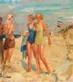 Ferdinand Dorsch, Strandvergnügen an der Nordsee, Wohl 1932/1933, Öl auf Leinwand, partiell mit Sandeinschlüssen aus dem Werkprozess