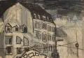 Lutz Fleischer, Dresden-Neustadt nachts, 1982, Faserstiftzeichnung und Bleistiftzeichnung auf Packpapier