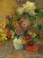 Lotte Geidel-Liebing, Blumenstillleben. Späte 1940er / frühe 1950er Jahre, Öl auf Hartfaser