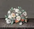 Carl Gottfried Wendisch, (zugeschr.), Stillleben mit Rosen. Wohl 1. H. 19. Jh, Deckfarben auf grauem Tonpapier