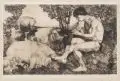 Fritz Boehle, Der Schweinehirt, 1894, Radierung in Schwarzbraun auf China, auf Kupferdruckkarton aufgewalzt