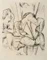 Paul Kleinschmidt, Beim Lösen der Korsettschnürung, 1922, Kaltnadelradierung auf "Zanders"-Bütten
