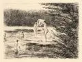 Max Liebermann, Badende Knaben, 1897/1898, Kaltnadelradierung auf chamoisfarbenem Japan