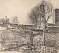 Richard Müller, Trümmer in Rethel, 1915, Bleistiftzeichnung auf festem Papier