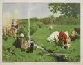 Alexander Rothaug, Auf der Weide, 1903, Farblithografie auf festem Papier
