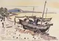 Erhard Hippold, Zempin Fischerstrand, 1957, Aquarell auf festem Papier
