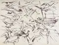 Erhard Hippold, Hafen Wollgast [sic!] II, 1958, Federzeichnung in brauner Tusche / Aquarell auf festem Papier