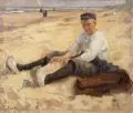 Sitzender Knabe am Strand by Friederike Koch von Langentreu, Um 1910, Öl auf Leinwand, sold Jun 2023