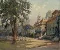 Rudolf Poeschmann, Radebeul – Blick auf die Villa Sorgenfrei. 1920er/1930er Jahre, Öl auf Leinwand