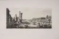 Jacques Callot, Vue du Louvre, Um 1630, Radierungen auf Bütten. "Vue du Louvre" in der Platte innerhalb der Darstellung im Wasser u.Mi. signiert "Callot fec"