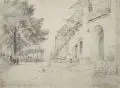 Albert Hertel, Olevano Casa Baldi, 1887, Bleistiftzeichnung